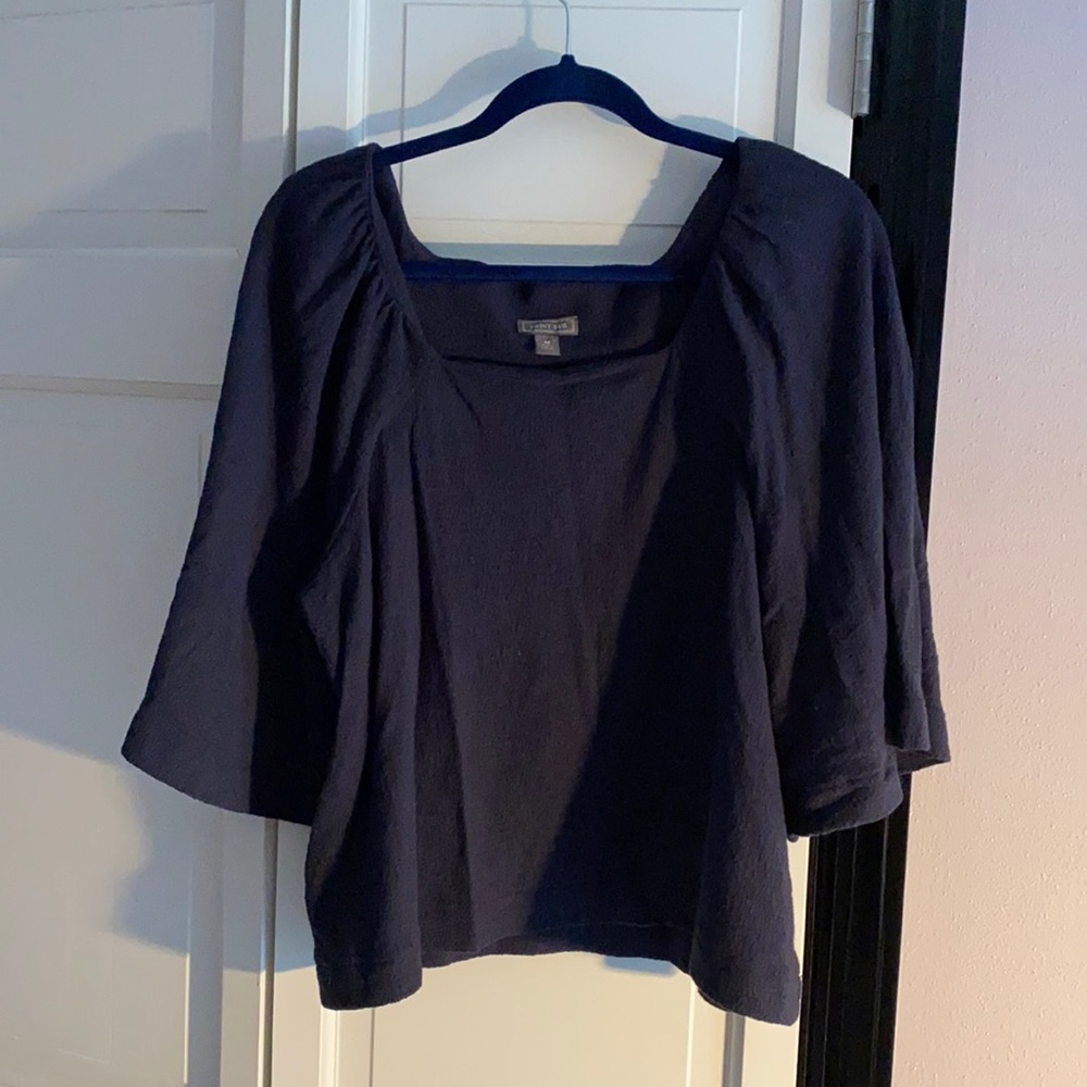 J Crew Point Sur square neck navy blue top.